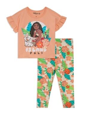 Disney Moana 2 Girls Peach 'Island Pals' Matching Set